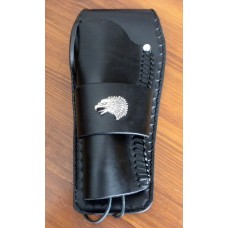 Handmade Gunfighter Holster with Design, Eagle Concho and Border Stamp. Black LH: